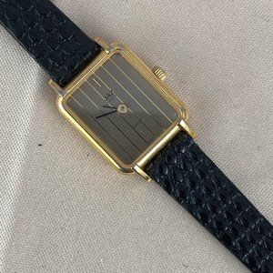 Vintage Jaz Paris Ladies French Designer Watch Beautiful Pinstrip Gray Gold Dial